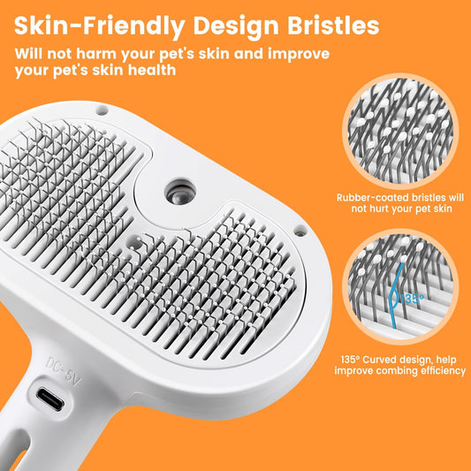 3 In 1 Cat Steam Brush, Pet Steam Brush For Cat Dog Long Short Haired, Pet Spray Hair Removal Comb For Small Animals Shedding & Grooming, Water Mist Spray Brushes With Release Button PawLuxe Vault