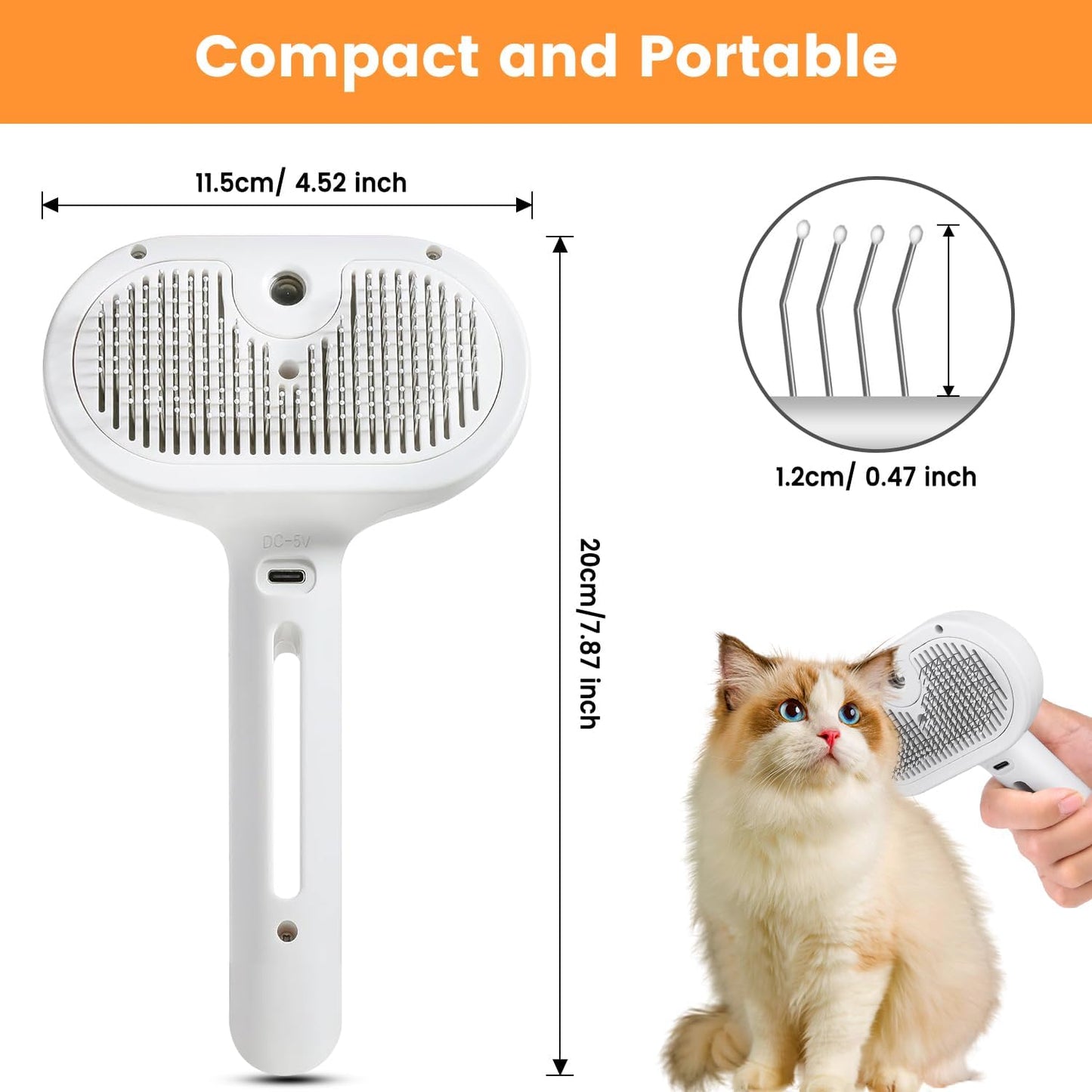 3 In 1 Cat Steam Brush, Pet Steam Brush For Cat Dog Long Short Haired, Pet Spray Hair Removal Comb For Small Animals Shedding & Grooming, Water Mist Spray Brushes With Release Button PawLuxe Vault