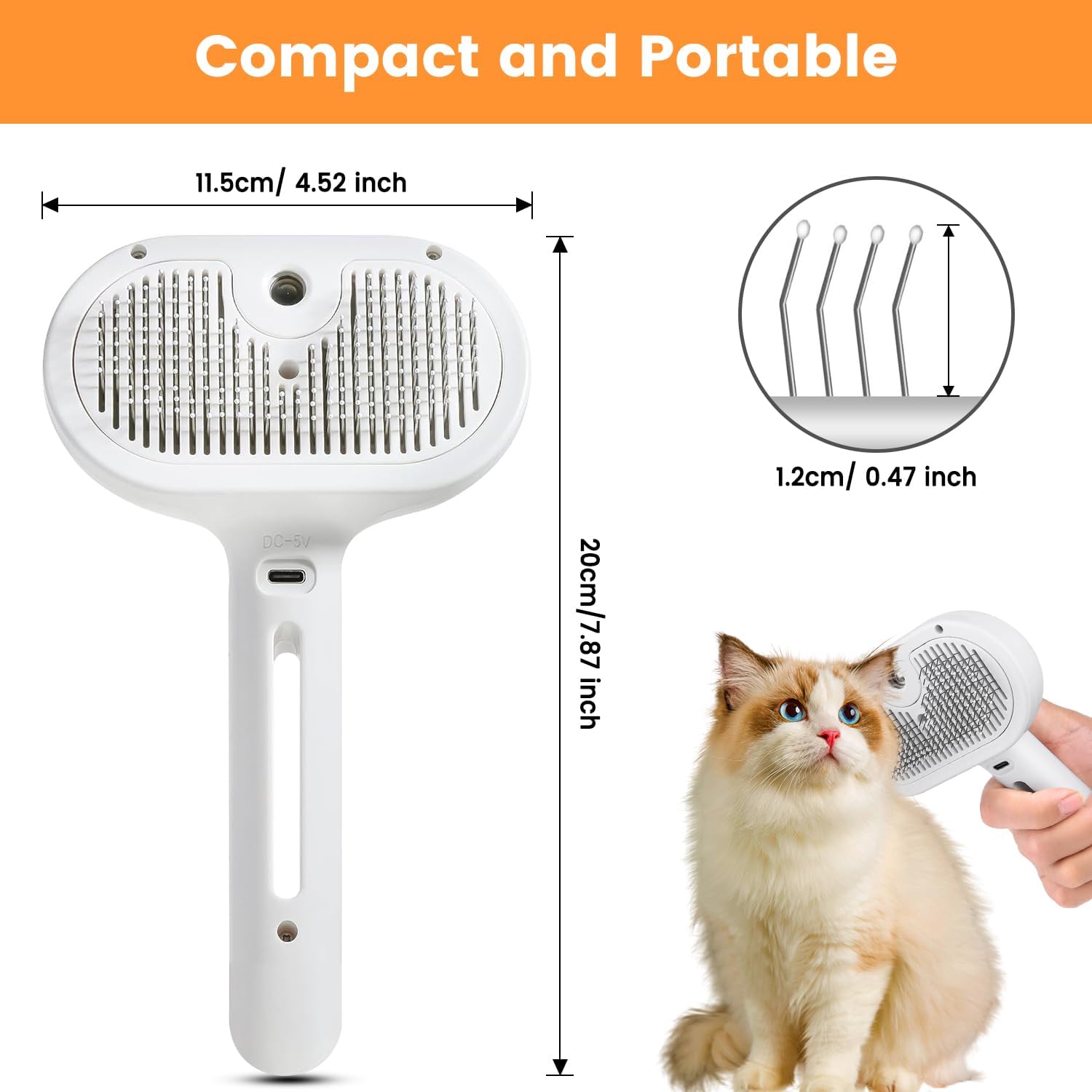 3 In 1 Cat Steam Brush, Pet Steam Brush For Cat Dog Long Short Haired, Pet Spray Hair Removal Comb For Small Animals Shedding & Grooming, Water Mist Spray Brushes With Release Button PawLuxe Vault