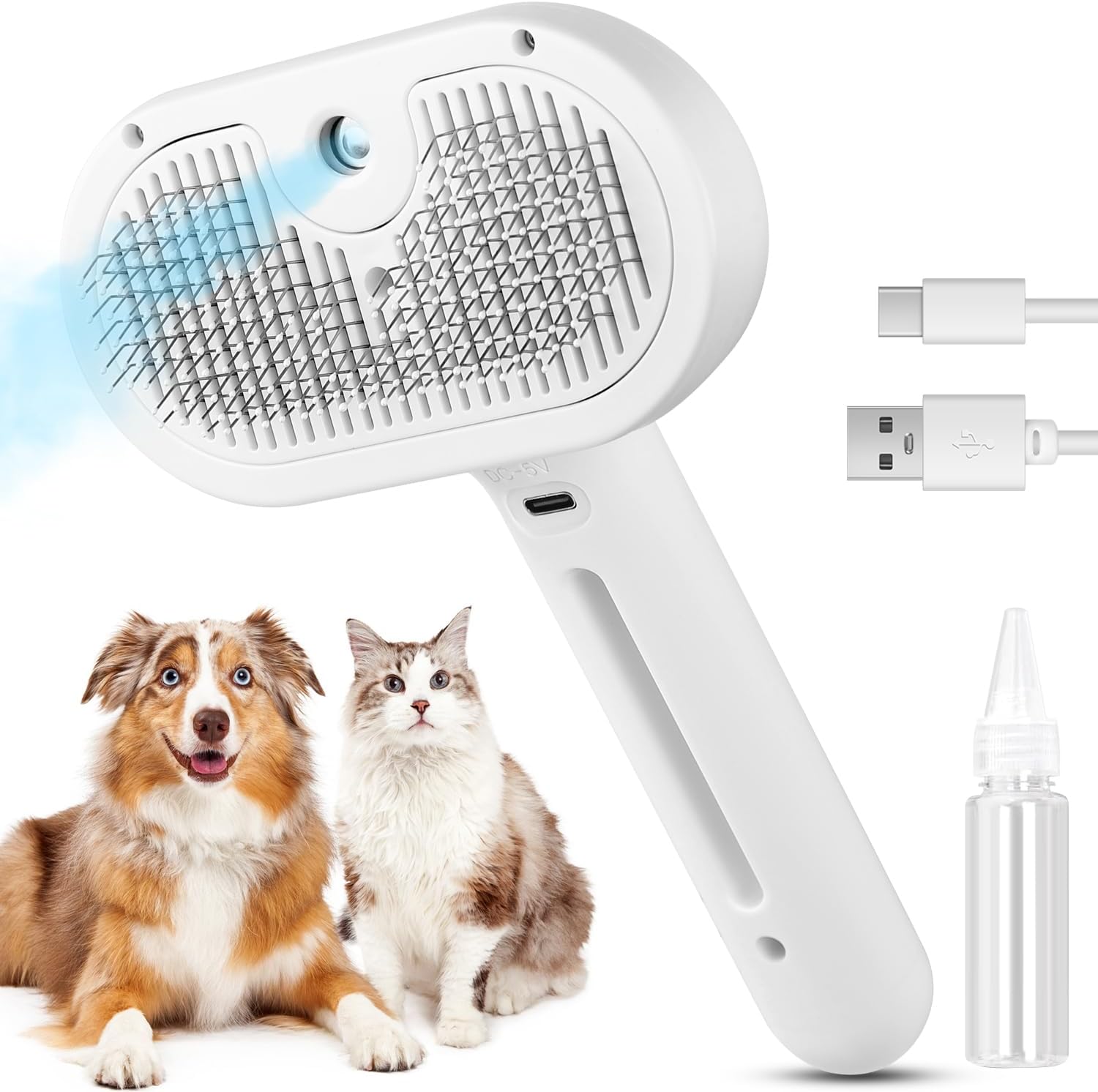 3 In 1 Cat Steam Brush, Pet Steam Brush For Cat Dog Long Short Haired, Pet Spray Hair Removal Comb For Small Animals Shedding & Grooming, Water Mist Spray Brushes With Release Button PawLuxe Vault