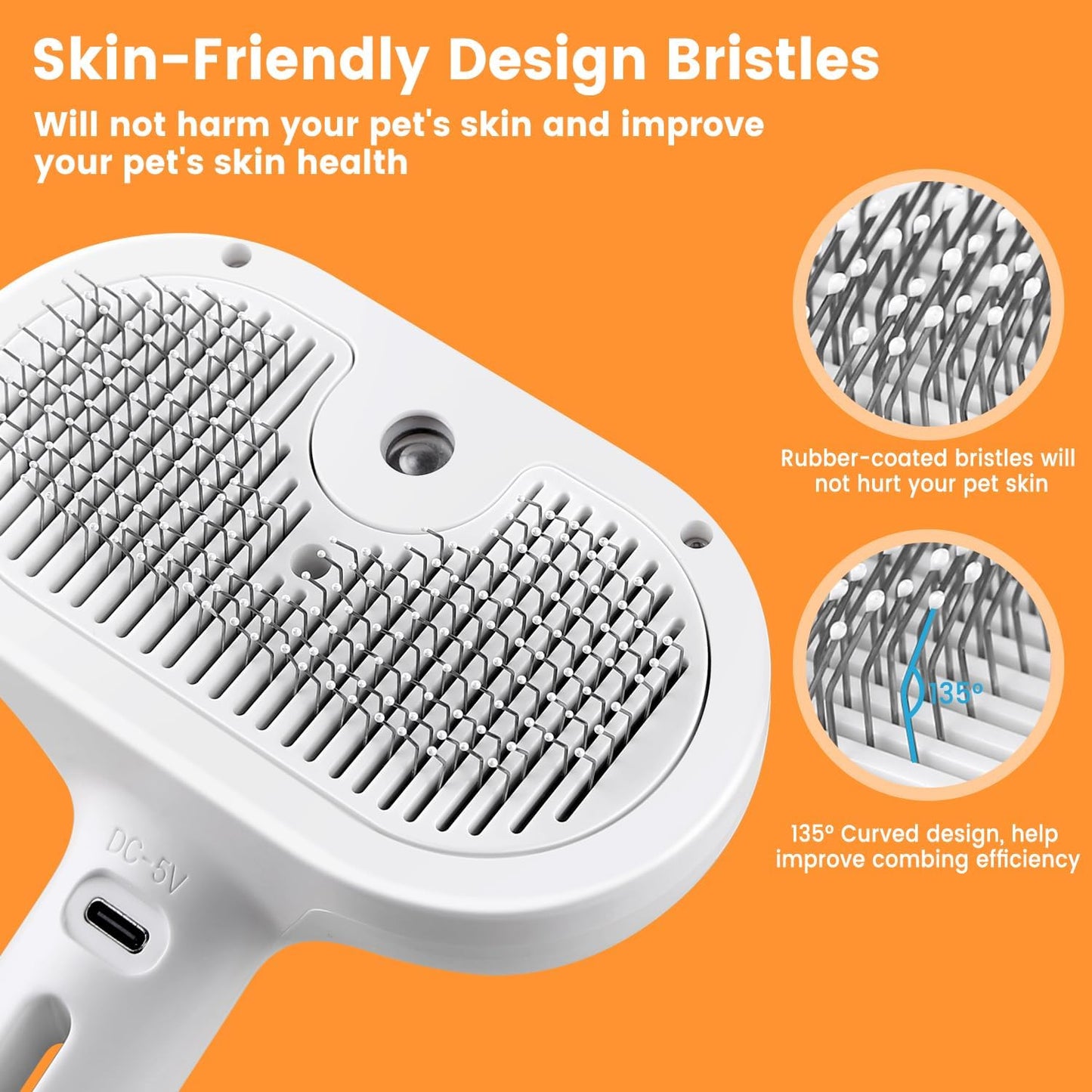 3 In 1 Cat Steam Brush, Pet Steam Brush For Cat Dog Long Short Haired, Pet Spray Hair Removal Comb For Small Animals Shedding & Grooming, Water Mist Spray Brushes With Release Button PawLuxe Vault
